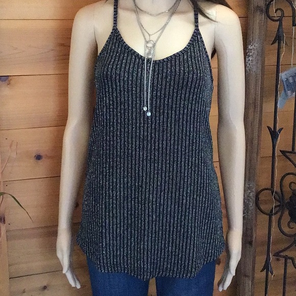 SILVER SPARKLE and BLACK KNIT TANK TOP - Picture 3 of 12